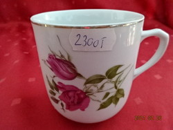 Czechoslovak porcelain mug with rose pattern, height 9.2 cm. He has!