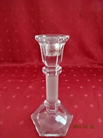 Glass candle holder, height 18 cm, base hexagonal, 8.5 x 8.5 cm. He has!
