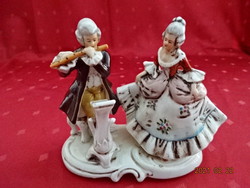 German porcelain figure, musical baroque pair, height 13 cm. He has!