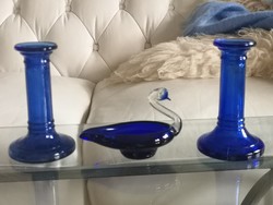2 Candle holders and blue crystal birds for blue lovers