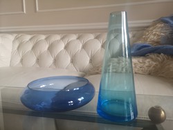 Blue decorative glasses, centerpiece, decor vase, 2 pcs