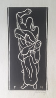 FARKASHÁZY: Jaj, avagy lamentáció (1947, linómetszet 29,5x14 cm) többalakos grafika, fekete-fehér