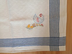 Húsvéti tyúkanyós, csibés textília, pamut konyhai kendő 