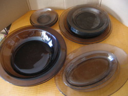  FRANCE füstös barna tányér 2+5+5
