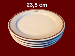4 db barna csíkos alföldi porcelán nagy lapos tányér