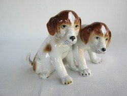 Beagle puppy dog couple porcelain figures