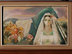 Cs. Pataj Mihály (Békéscsaba, 1921 - Szeged, 2008) Paripa virág, menyasszony festmény