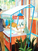 Nolipa István Pál (1907-1986): Hot dog árus, 1979 - olaj-vászon festmény