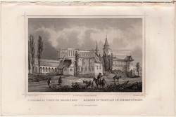 A prásmári templom, acélmetszet 1864, Hunfalvy, Rohbock, eredeti, metszet, Erdély, Prázsmár
