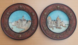 Pair of Rotterdam and Utrecht johann maresch wall plates