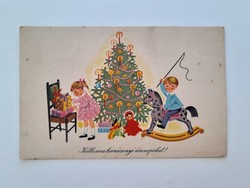 Régi karácsonyi képeslap K. Lukáts Kató rajza