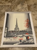 Párizsi Olajkép az Eiffel Toronyról - Olaj festmény