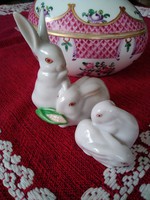 Herendi porcelán nyulacskák Húsvétra kiváló jelzéssel, együtt!