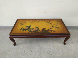 Antik kínai arany lakk asztal madár növény festett motívummal 3939