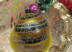 Karácsonyfadisz nagy üveg gömb, kézzel festett különlegesség