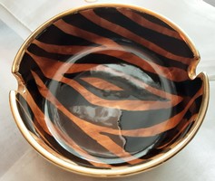 South Africa Cape Town glazed handcrafted gold decorated ceramic ashtray, original, flawless