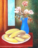Vígh László: Banános csendélet, 1963 - olaj-vászon festmény