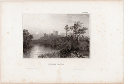 Windsor kastély (6), acélmetszet 1842, eredeti, 9 x 14, Anglia, Temze, Berkshire, metszet