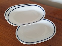 Retro Alföldi porcelán régi ovális tányér kék csíkos 6 db
