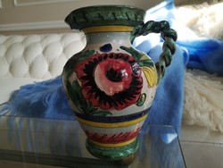 Italian, Tuscan ceramic jug with majolica flower spout