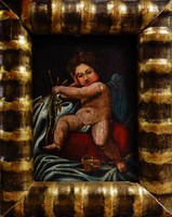 XIX. századi festő : " Puttó ",olajfestmény