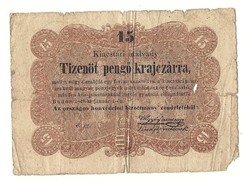 1849 es 15 pengő krajczárra Kossuth bankó papírpénz bankjegy 48 49 es szabadságharc pénze o.ig.