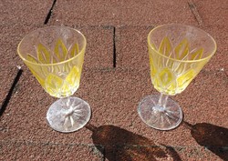 Pair of retro hand-painted stemmed glasses