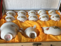 Kínai szakés, teás, dobozában,finom vékony porcelám (400)