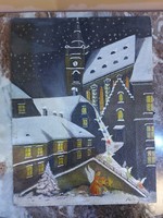 ​Karácsonyt szimbolizáló -Olaj karton festmény 