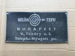 VOLÁN TEFU 15x30 cm Aluminium Tábla - Budapest Nyugati pu. Tüköry utca MÁV