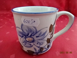 Chinese ceramic cup with blue pattern and border, height 8 cm. He has!