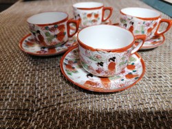 '30-as években készült japán tojáshéj porcelán eszpresszós csészék aljjal (4 szett).