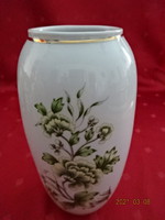 Raven house porcelain, green / yellow flower vase, height 17 cm. He has!