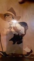 Retro intarziás falikép kép cserkész gyerek
