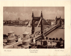 Budapest - Erzsébet híd, réznyomat 1915, 17 x 25, egyszín nyomat, Légrády, Duna, Buda, Pest