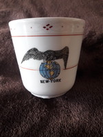 Régi ritka ifj Grűnwald Mór féle  New York kávéházi vastagfalú porcelán kávés csésze 