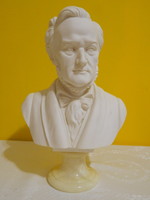 Richard Wagner zeneszerző márvány talapzatos alabástrom mellszobor 