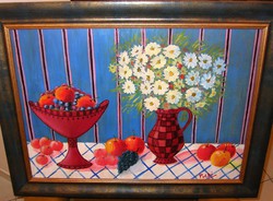 Böhm Lipót POLDI : Virágcsendélet (50 cm x 70 cm) olajfestmény
