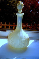 Antik kalcedon (opál) üveg palack eredeti dugóval