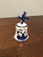 Holland Kerámia csengő kék mintával szélmalom alakú különleges kézzel készült