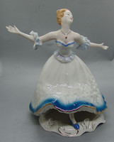 B302 Antik jelzett porcelán balerina  - hibátlan gyűjtői darab