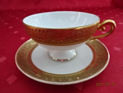 Gloria Czech porcelain, antique coffee cup + placemat, richly gilded. He has!