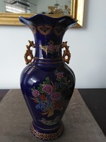 Indigó kék, kínai jellegű füles váza