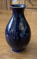 Hollóházi porcelán kék kis váza