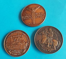 3 bronz plakett : Körösfő , Kanizsa , Nyíregyháza   