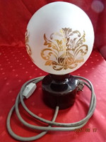 Porcelain bedside lamp, spherical glass gilded, height 24 cm. He has!