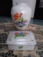 Herend porcelain old painted tulip vase and ring holder together!
