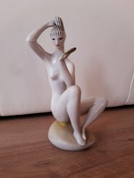Zsolnay Art Deco női akt porcelán figura