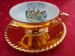Mpk bavaria german porcelain, hand painted coffee cup + placemat. Gilded. He has!