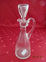 Mini polished glass jug with stopper, height 15.5 cm. There are good things.